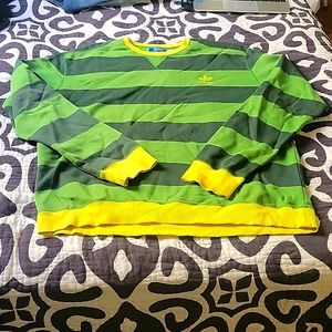 Adidas sweatshirt stripped Moss Green/Leaf Green with Yellow details. 3X